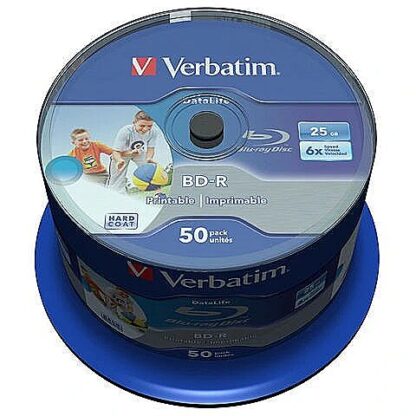 Verbatim BluRay BD-R SL DATALIFE Verbatim [ Spindle 50 | 25GB | 6x [WIDE PRINTABLE NO ID] 43812 0023942438120