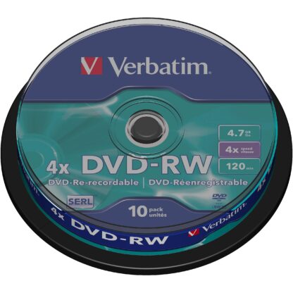 Verbatim Matricas DVD-RW SERL Verbatim 4.7GB 4x 10 Pack Spindle 43552V 023942435525