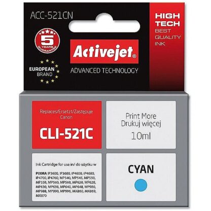 ActiveJet ACC-521CN Ink cartridge (replacement for Canon CLI-521C; Supreme; 10 ml; cyan) ACC-521CN 5901452126056