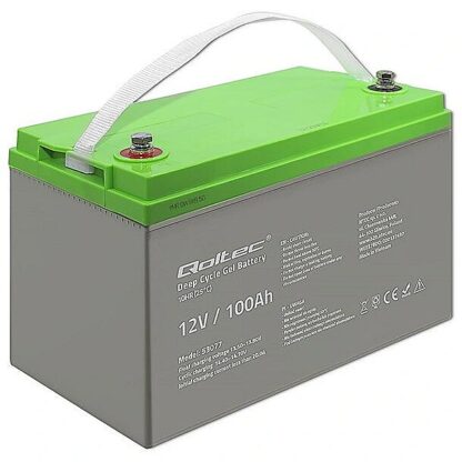 Qoltec Deep Cycle gel battery 12V, 100Ah 53077 5901878530772