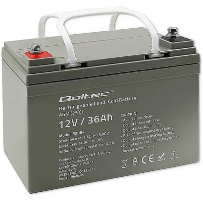 Qoltec 53084 AGM battery 12V 36Ah max. 540A 53084 5901878530840